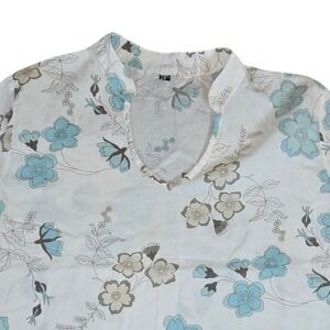 Floral Print‎ Tunic Top, V Neck, 3/4 Sleeve, Casual Summer Blouse